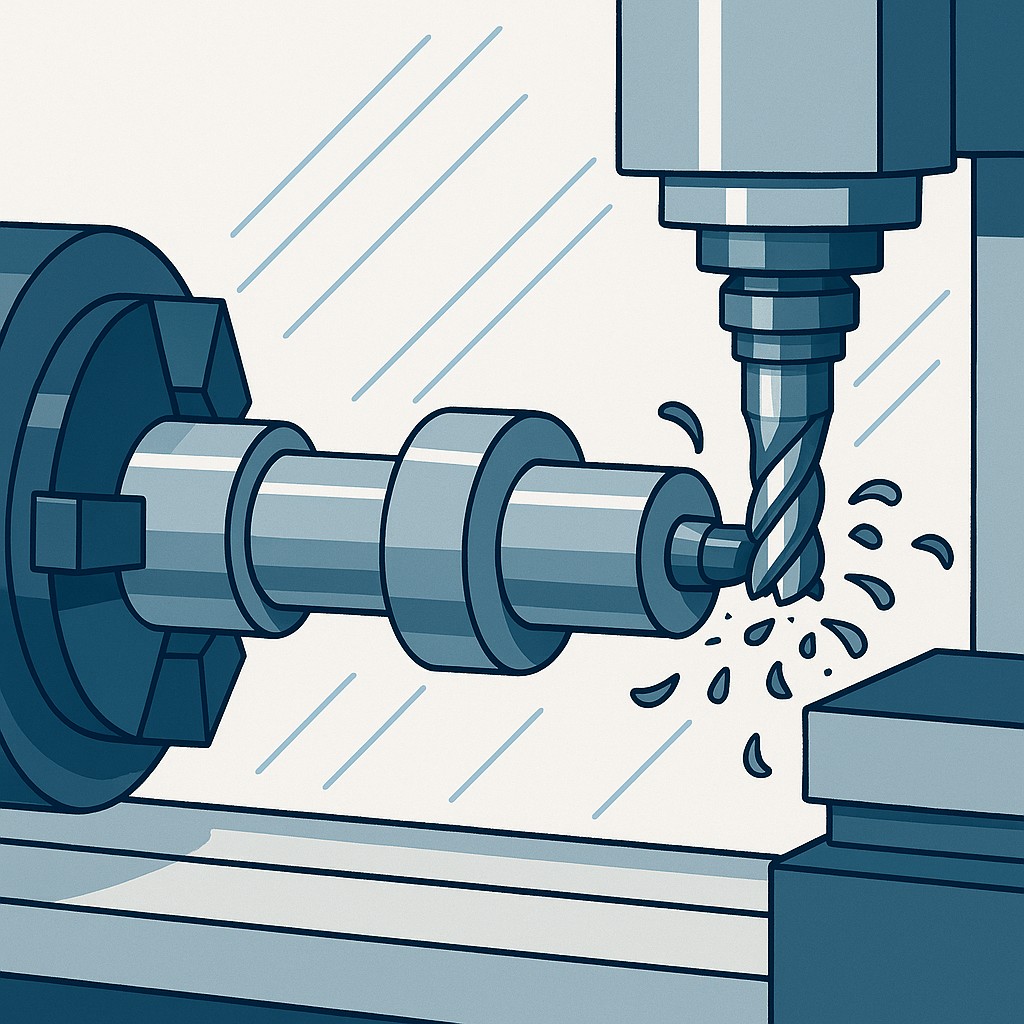 旋盤とミーリングによる加工イメージ